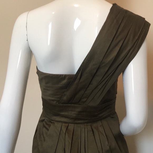 Escada strapless one shoulder olive dress 34 US 4) - Picture 4 of 7